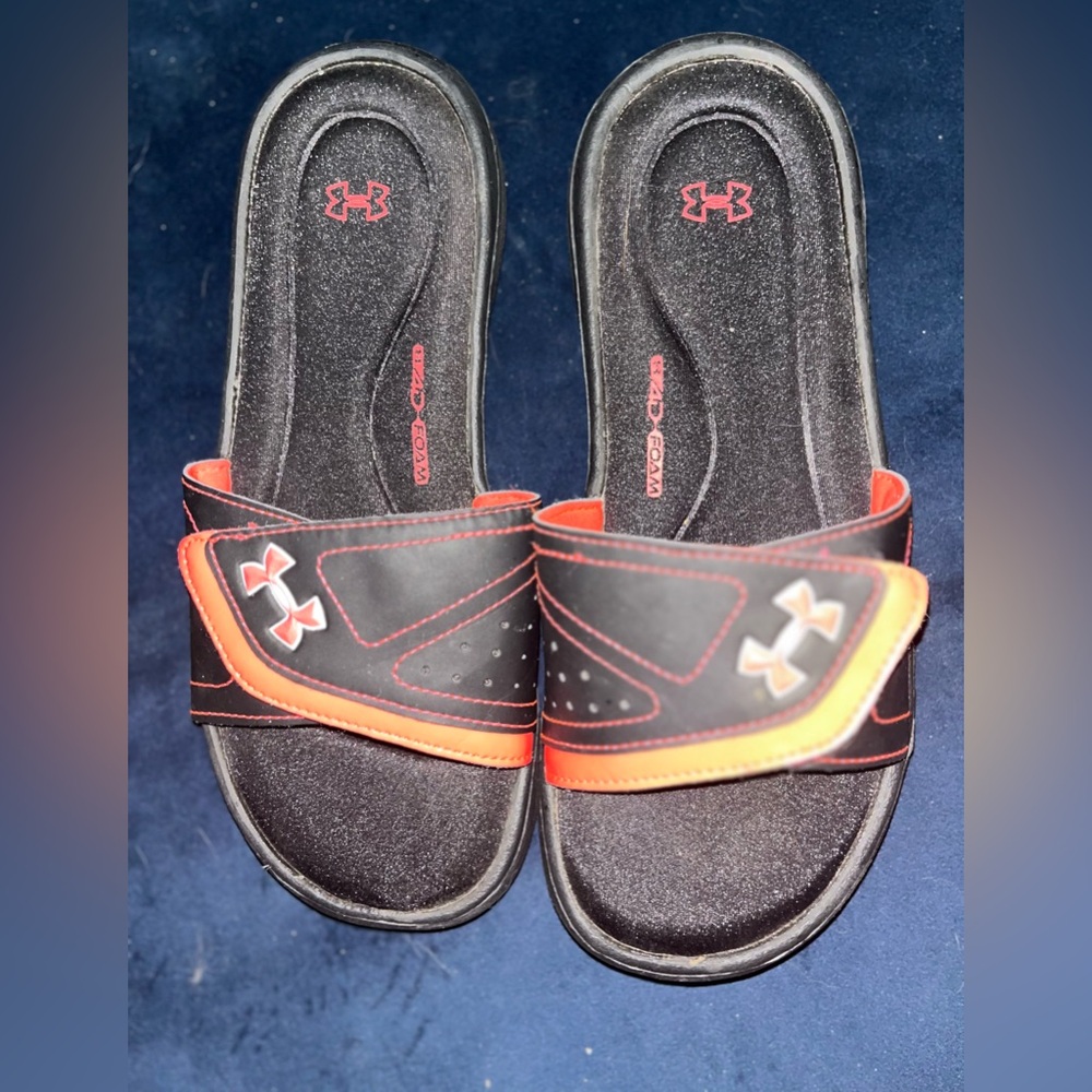 Under Armour Red and Black Slides